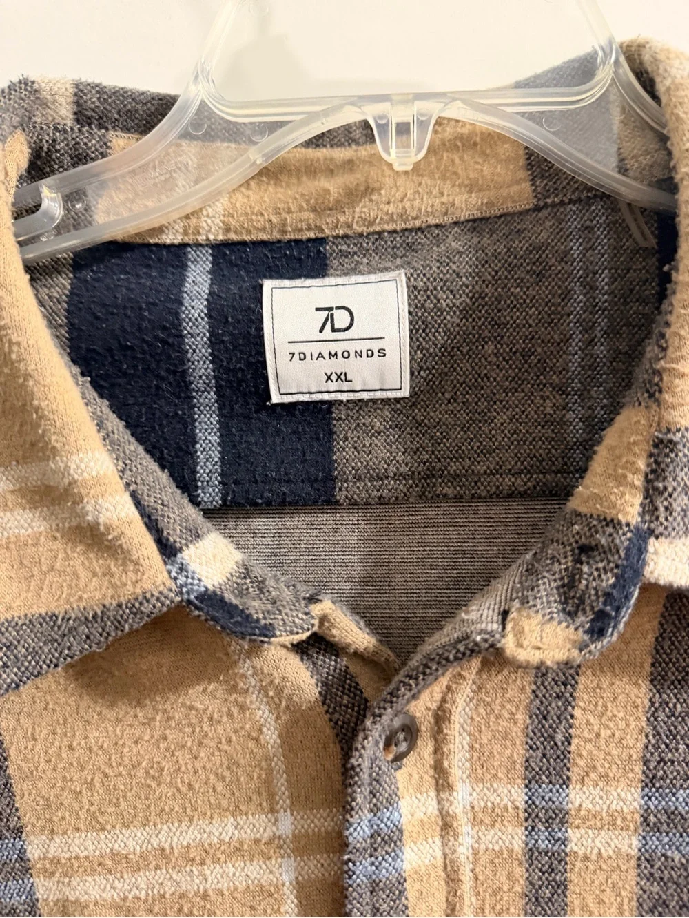 7 Diamonds Men's Plaid Shacket — Navy & Tan